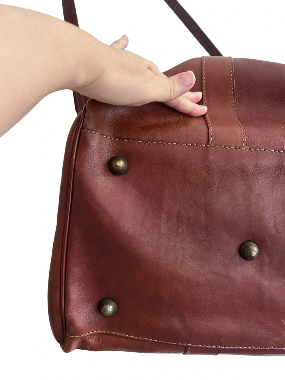 I Medici Firenze Italian Leather Weekender Duffel Bag Cognac Brown Travel Tote